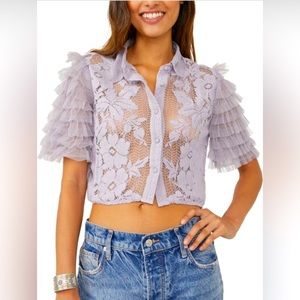 NWT Free People Purple Lace Ruffled Crop Top Size M